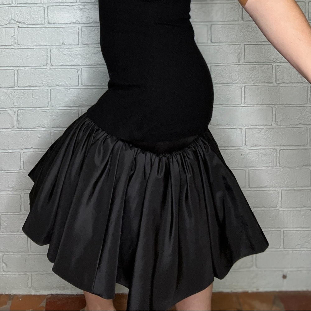 True Vintage Ronnie Heller MJ Black High Neck Dress Ruffle - Picture 4 of 14
